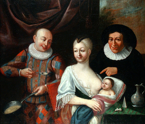 unknow artist Mother and child with Harlequin